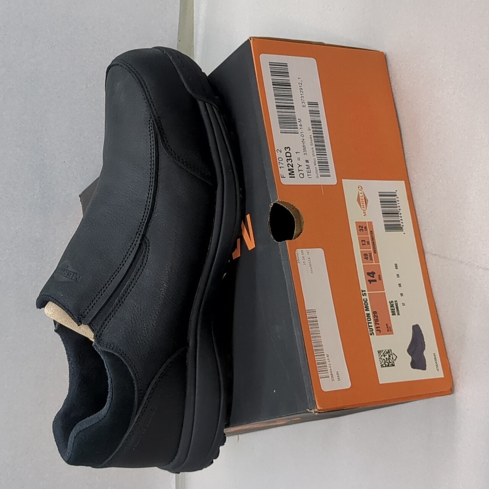 Merrell J17629 Sutton MOC ST - Black/Black - Men's Size 14